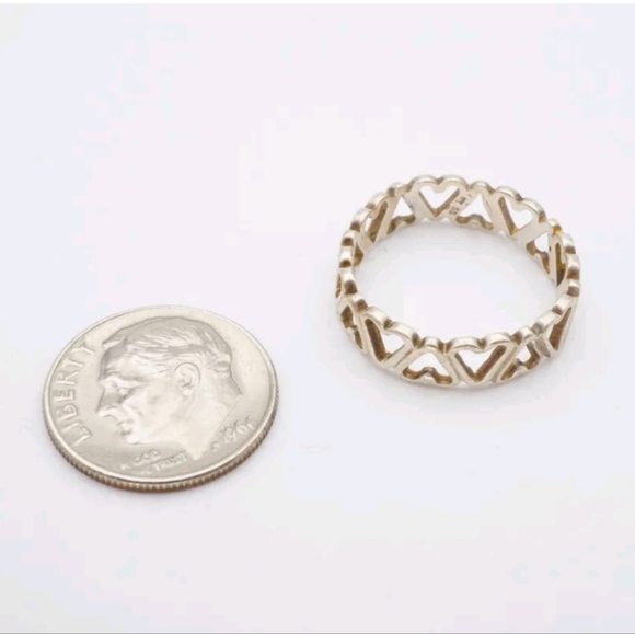 Vintage Sterling Silver 925 Heart Ring Band Size 7 - Picture 3 of 8